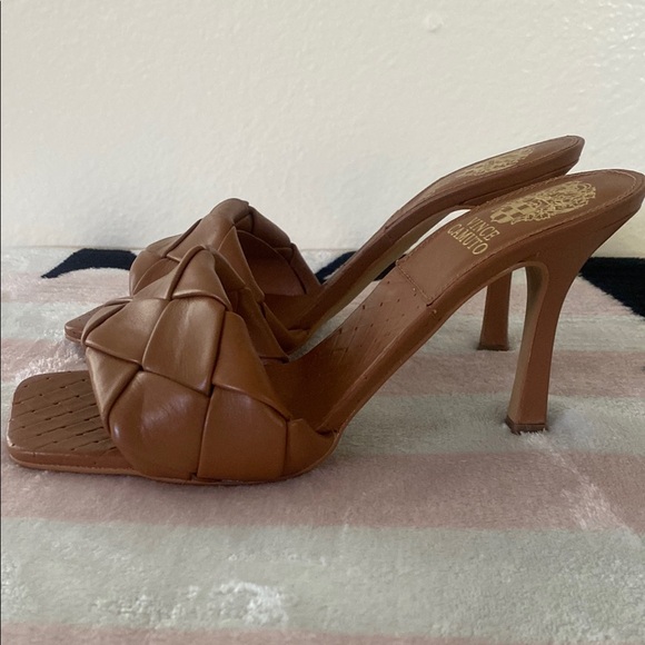Vince Camuto Tan Woven Heeled Mules - Picture 3 of 5
